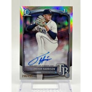 2025 Bowman Chrome Trevor Harrison 1st Refractor Auto 298/499 SP Tampa Bay Rays